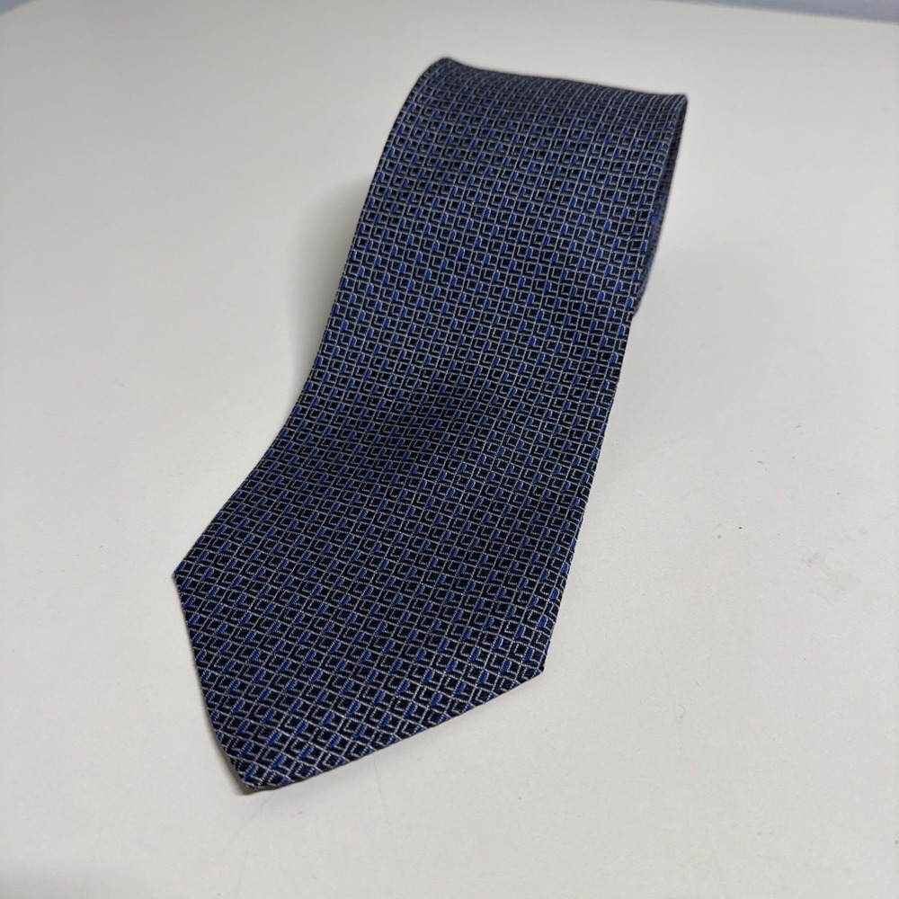 Ralph Lauren Green Label Men's 100% Silk Tie ~ Blue ~ Geometric ~Made in USA